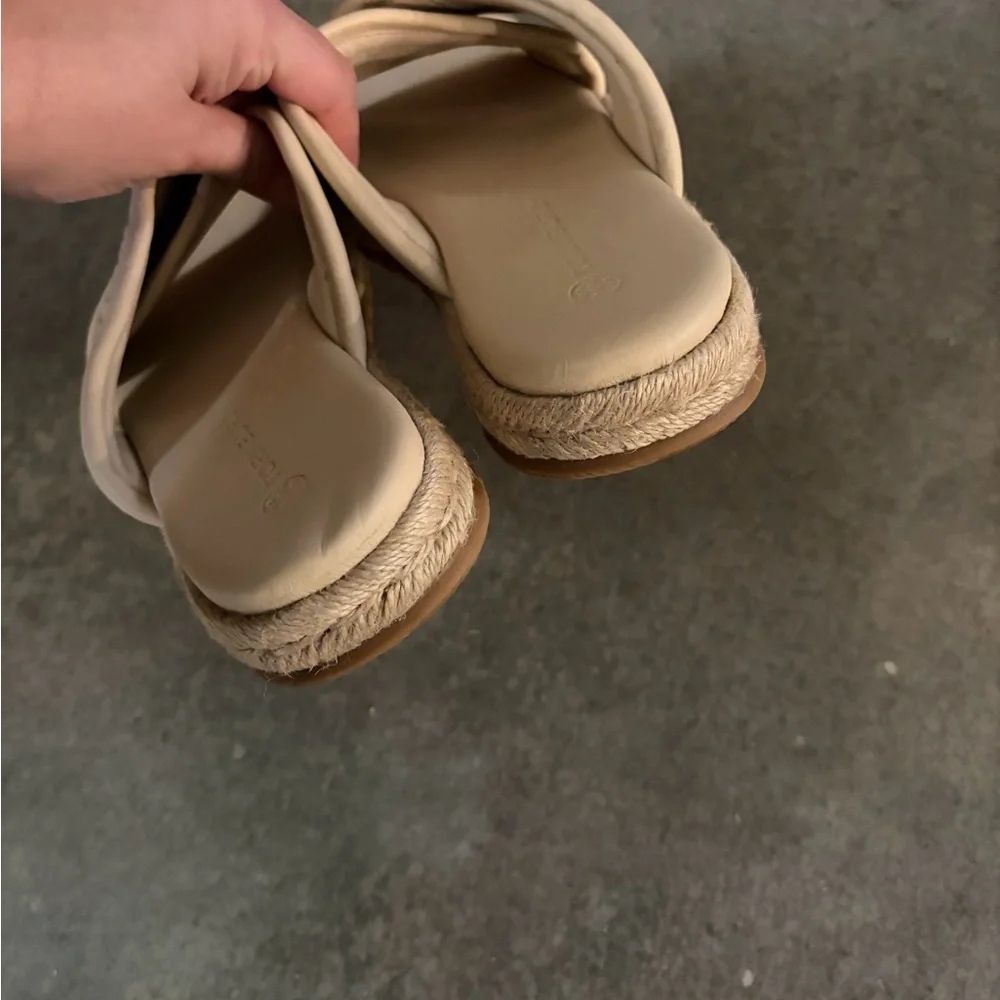 Tory Burch T Monogram Crossband Espadrille Slide Sandals Size 10.5 - Picture 4 of 5